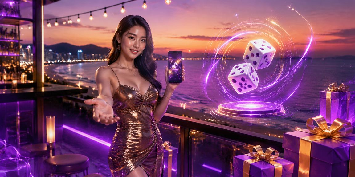 Cảnh bãi biển Nha Trang với không khí giải trí sôi động, gợi cảm giác thư giãn khi chơi game